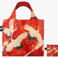 White And Red Cranes Recycled Tote Bag