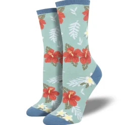 Women's Aloha Floral Socks Sky Blue