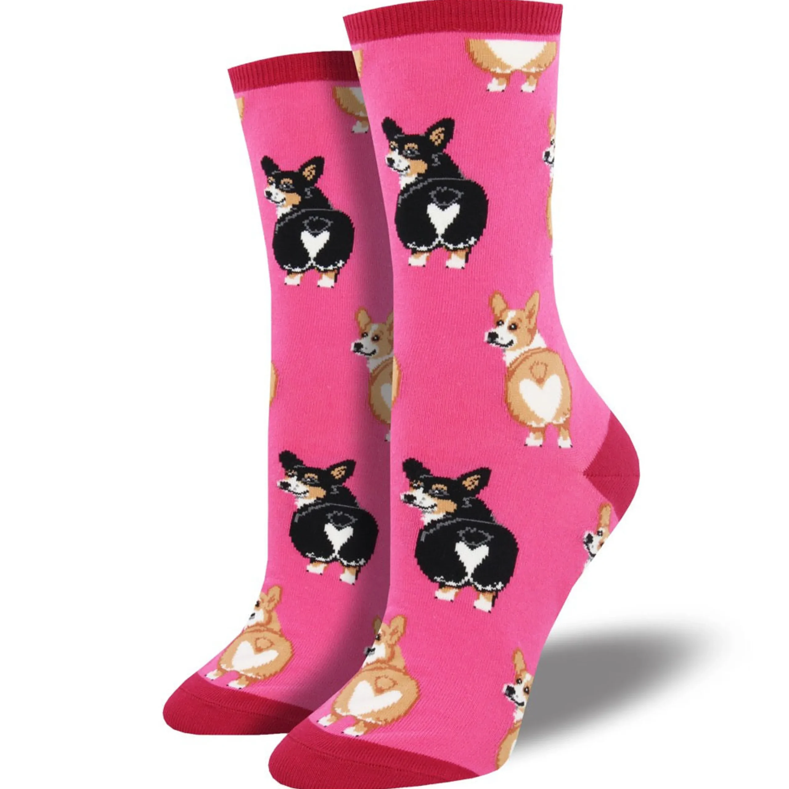 Women's Corgi Butt Crew Socks Pink