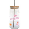 Yeehaw Glass Cup With Bamboo Lid & Straw